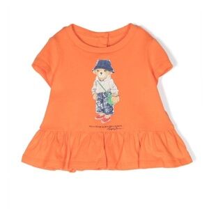 NWT POLO RALPH LAUREN KIDS
Polo Bear-print ruffled-hem T-shirt SIZE 3 months